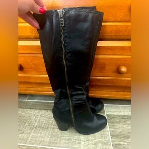 Black Leather Knee-High Boots